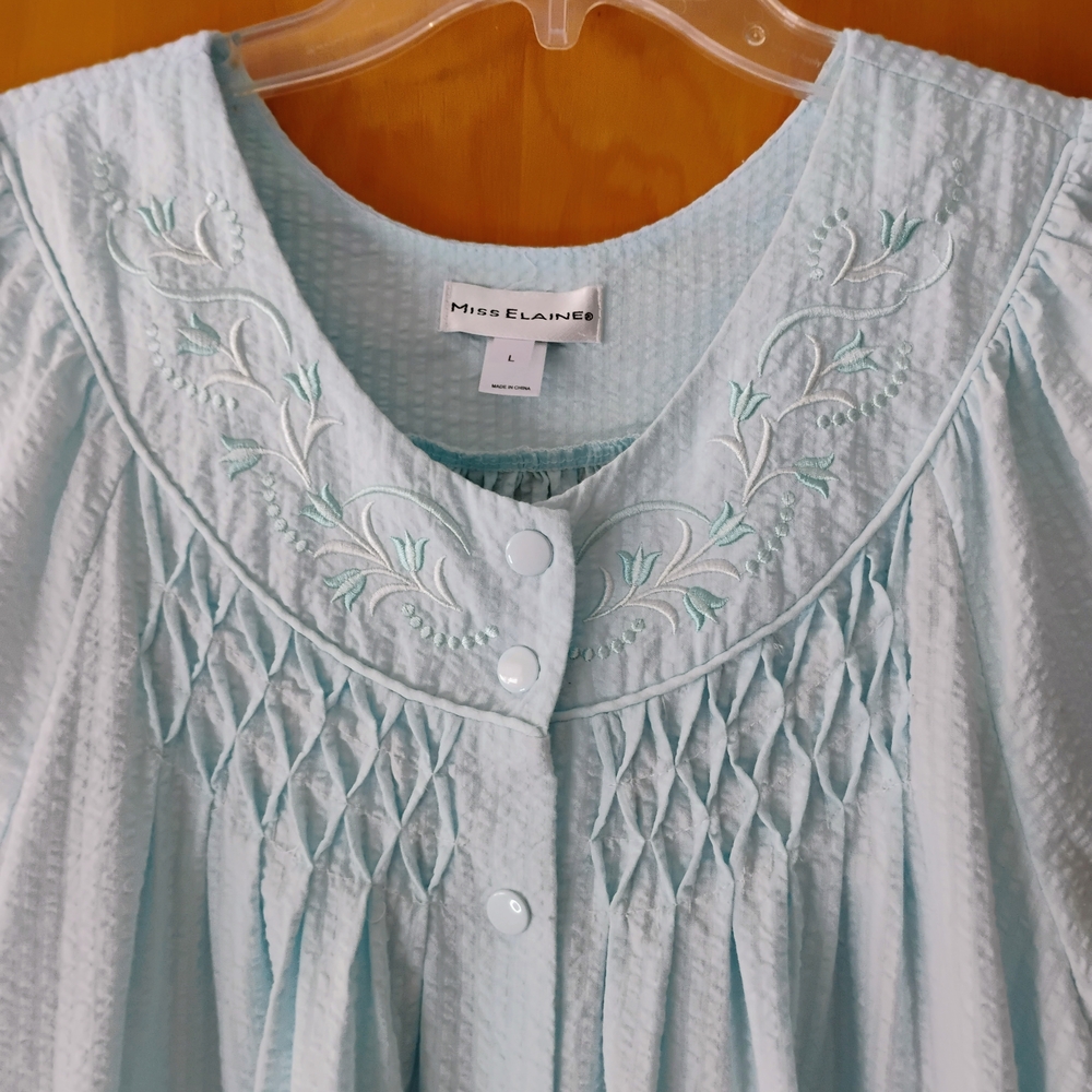 Miss Elaine Aqua Paisley Nightgown Set - Picture 6 of 16